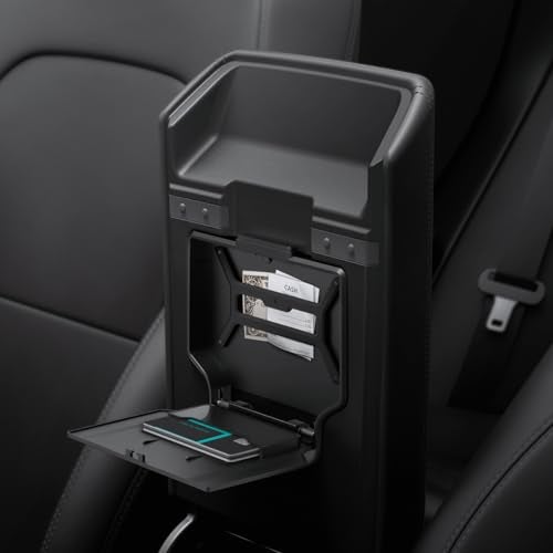 Spigen One-Tap Hidden Storage Box Designed for New Tesla Model Y 2025/2026 Refresh (Juniper) and Tesla Model 3 2025/2024 Refresh (Highland) Center Console Organizer Armrest (Carbon Edition) - Image 1