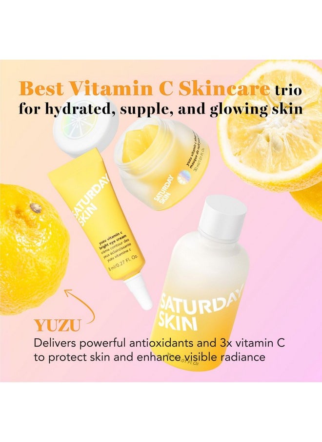 saturday skin 3-Piece Skin Care Set Yuzu Vitamin C Sleep Mask Yuzu Vitamin C Bright Toner And Eye Cream Overnight Facial Masks Korean Beauty Best Vitamin C Skincare Set  - Image 2