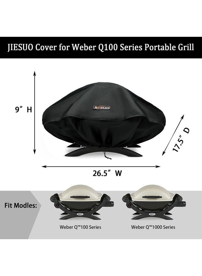 Jiesuo Weber Q Series Grill Cover, Fits Q100, Q1000, Q120, Q1200 and Baby Q, Black, Grill Cover - Image 2