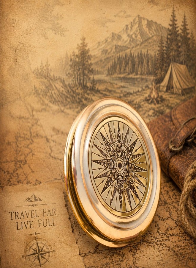 Mai Antiqued Brass Robert Frost Poem Compass with Wooden Box, Inspirational Gifts for Woman, Aniversity Gifts for Men,Engraved,Wedding for Boys, Pocket Compass for Hiking Survival - Image 5