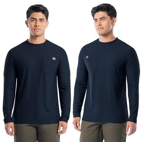 Wrangler Workwear Men's Long Sleeve UPF 40 Performance Pocket T-Shirt, 2-Pack, Navy, X-Large - Image 1