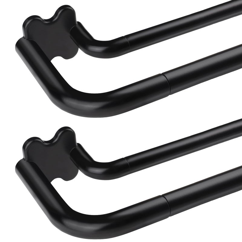 USFOOK 2 Pack Blackout Dual Curtain Rods Set, USFOOK Black Wrap Around Double Curtain Rods for Windows 48 to 84 Inch, 6/8 Inch Room Darkening Curtain Rod, Decorative Drapery Rods for Home - Image 1