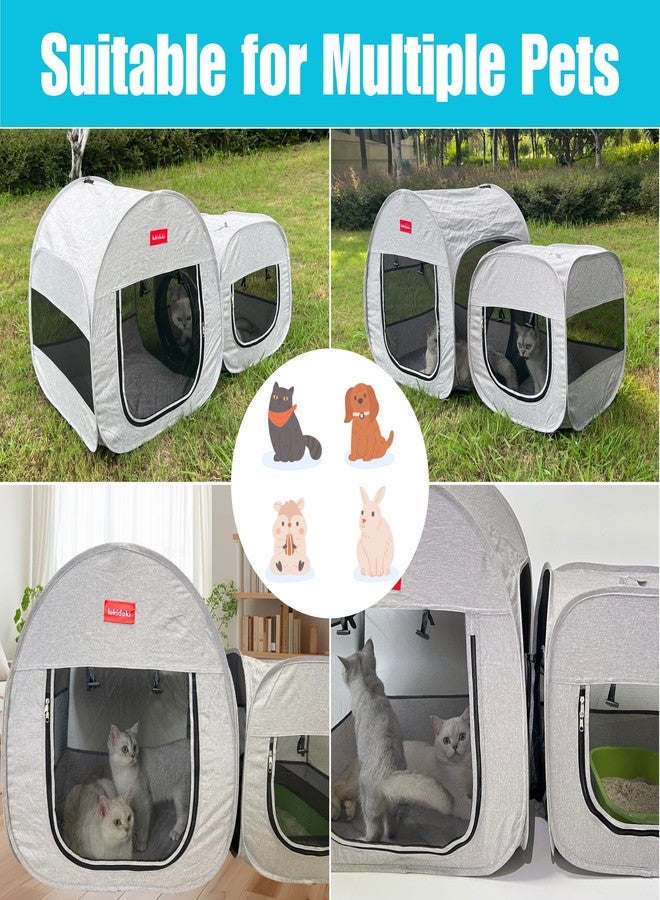 lukidoki Portable Cat Playpen, Pop-up 2-in-1 Crate Playpen with Litter Box Area for Indoor/Outdoor, Foldable Pet Playpen Enclosed for Kitten Puppy Rabbit Hamster Small Animals - Image 5