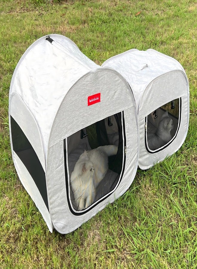 lukidoki Portable Cat Playpen, Pop-up 2-in-1 Crate Playpen with Litter Box Area for Indoor/Outdoor, Foldable Pet Playpen Enclosed for Kitten Puppy Rabbit Hamster Small Animals - Image 1