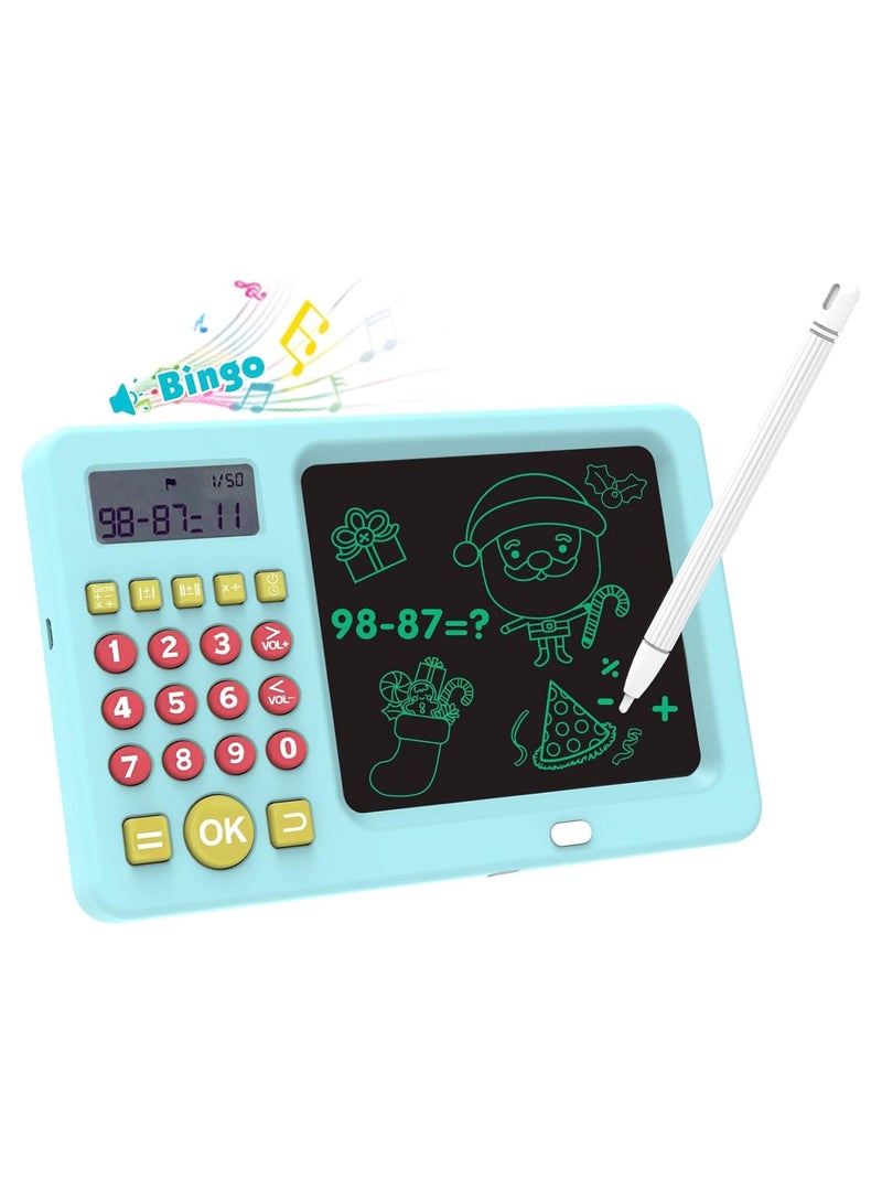 Beauenty LCD Writing Tablet Toy for Kids Math Games for Kids 6-8, Electronic Math Games Toys for Learning Math, Birthday Gifts for Boys Girls (Blue) - Image 1