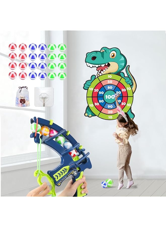 DMG TECH Target Shooting Games Kids Toys Archery Toy Set Safe Shooting Games Toys 1 Dinosaur Bow And Arrow With 24 Sticky Balls For 4 5 6 7 8 9 Years Old Boys Girls Toy Set Gift - Image 1