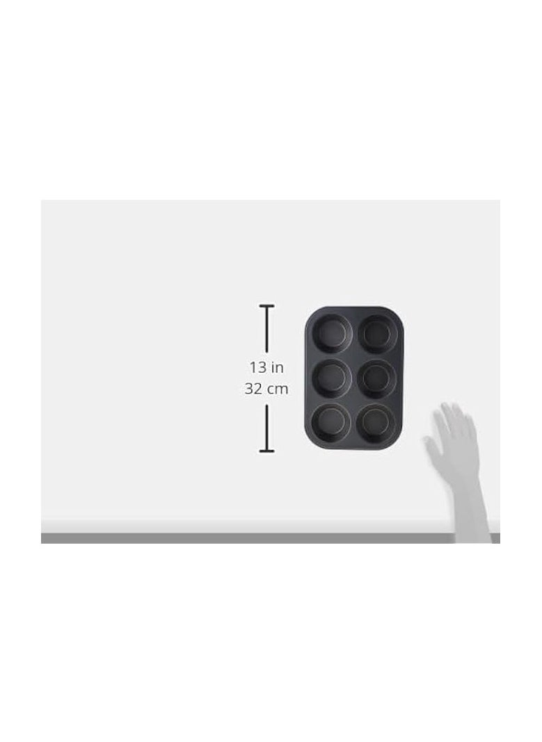 erorex - Maker Cup Jumbo Muffin Pan 6-Pieces, Black - Image 1