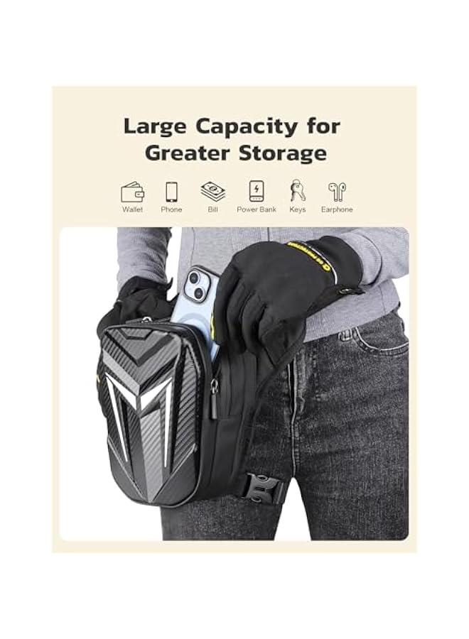 Arabest Thigh Bag with Leg Strap, Motorcycle Leg Bag Water-Resistant, Drop Leg Bag for Men Women, Sturdy EVA Drop Leg Pouch, Expandable Storage Saddle Bag for Cycling Hiking Climbing Fishing  - Image 3