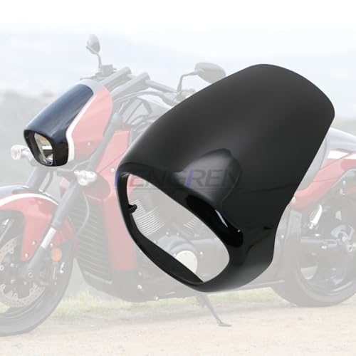 FENGREN Motorcycle Headlight Fairing Cowl Mask Headlight Fairing Cover Compatible with 2006-2009 Suzuki Boulevard M109R / VZR1800 / Intruder M1800R 51811-48G00(Gloss Black) - Image 5