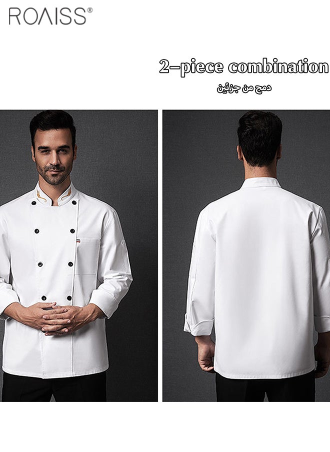roaiss - Fashionable Uniforms Spring Fall Kitchen Uniform Long Sleeve in Breathable Polyester Fabric, Chef Workwear Decent Tailoring - Image 1