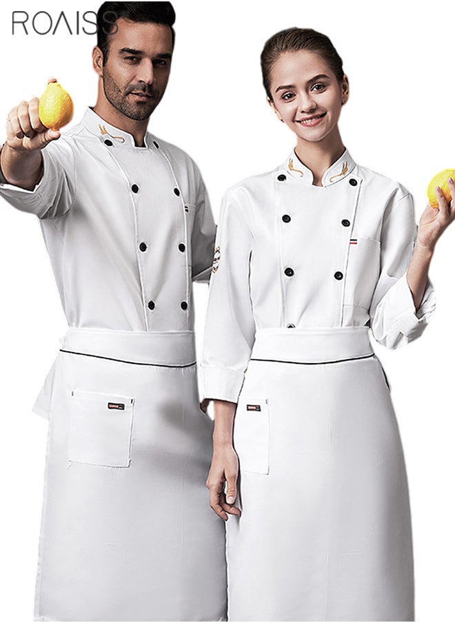 roaiss - Fashionable Uniforms Spring Fall Kitchen Uniform Long Sleeve in Breathable Polyester Fabric, Chef Workwear Decent Tailoring - Image 1