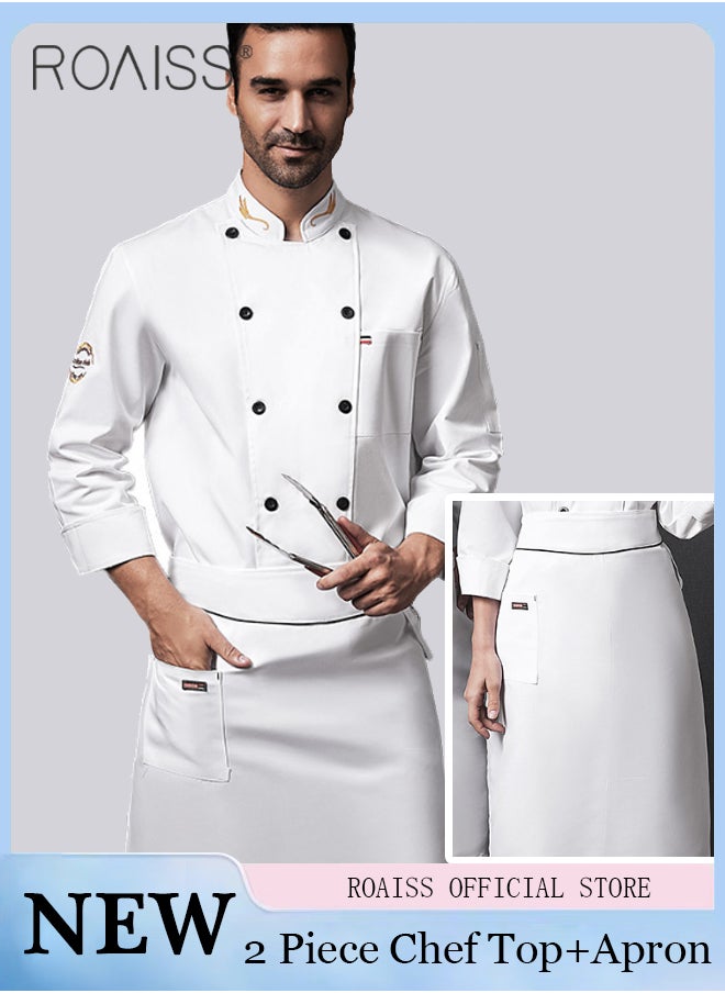roaiss - Fashionable Uniforms Spring Fall Kitchen Uniform Long Sleeve in Breathable Polyester Fabric, Chef Workwear Decent Tailoring - Image 1