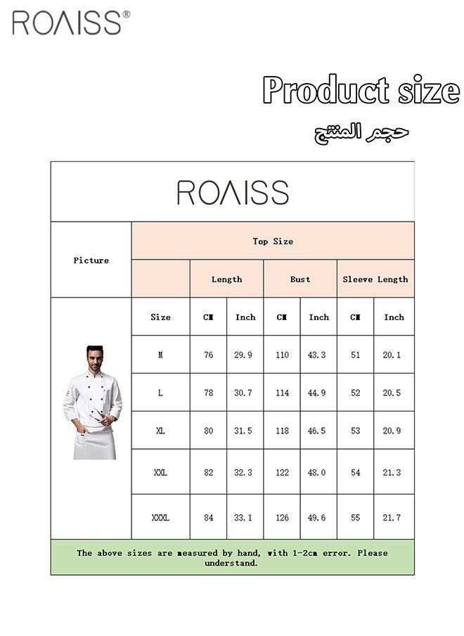 roaiss - Fashionable Uniforms Spring Fall Kitchen Uniform Long Sleeve in Breathable Polyester Fabric, Chef Workwear Decent Tailoring - Image 1
