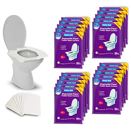 GoHygiene Disposable Paper Toilet Seat Covers 200-Count Pocket Size Travel Packs - Image 3
