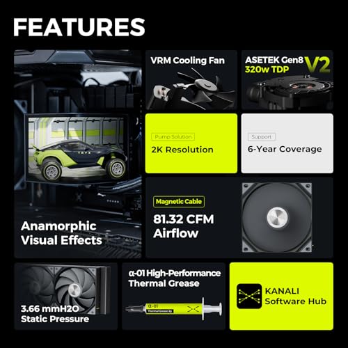 TRYX Panorama 360 360mm AIO 667 AMOLED Curved Screen 3D Anamorphic Effect Customizable AIO Cooler 360mm Asetek 8th Gen V2 320w TDP PogoPin Performance Fan Intel LGA 18511700 AMD AM5AM4 - Image 3