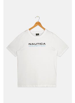 Kids Boy Brand Logo Short Sleeve T-Shirt, White Combo