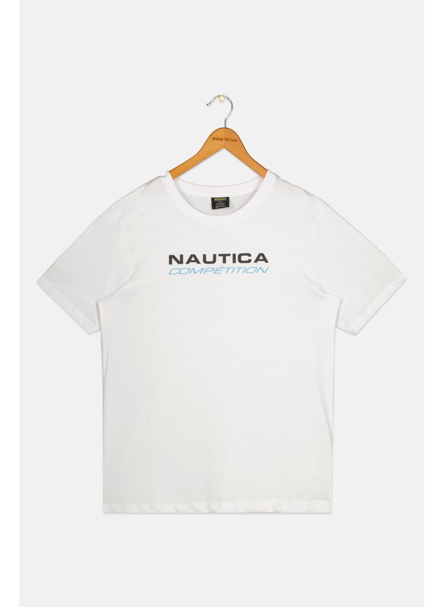 NAUTICA - Kids Boy Brand Logo Short Sleeve T-Shirt, White Combo - Image 1