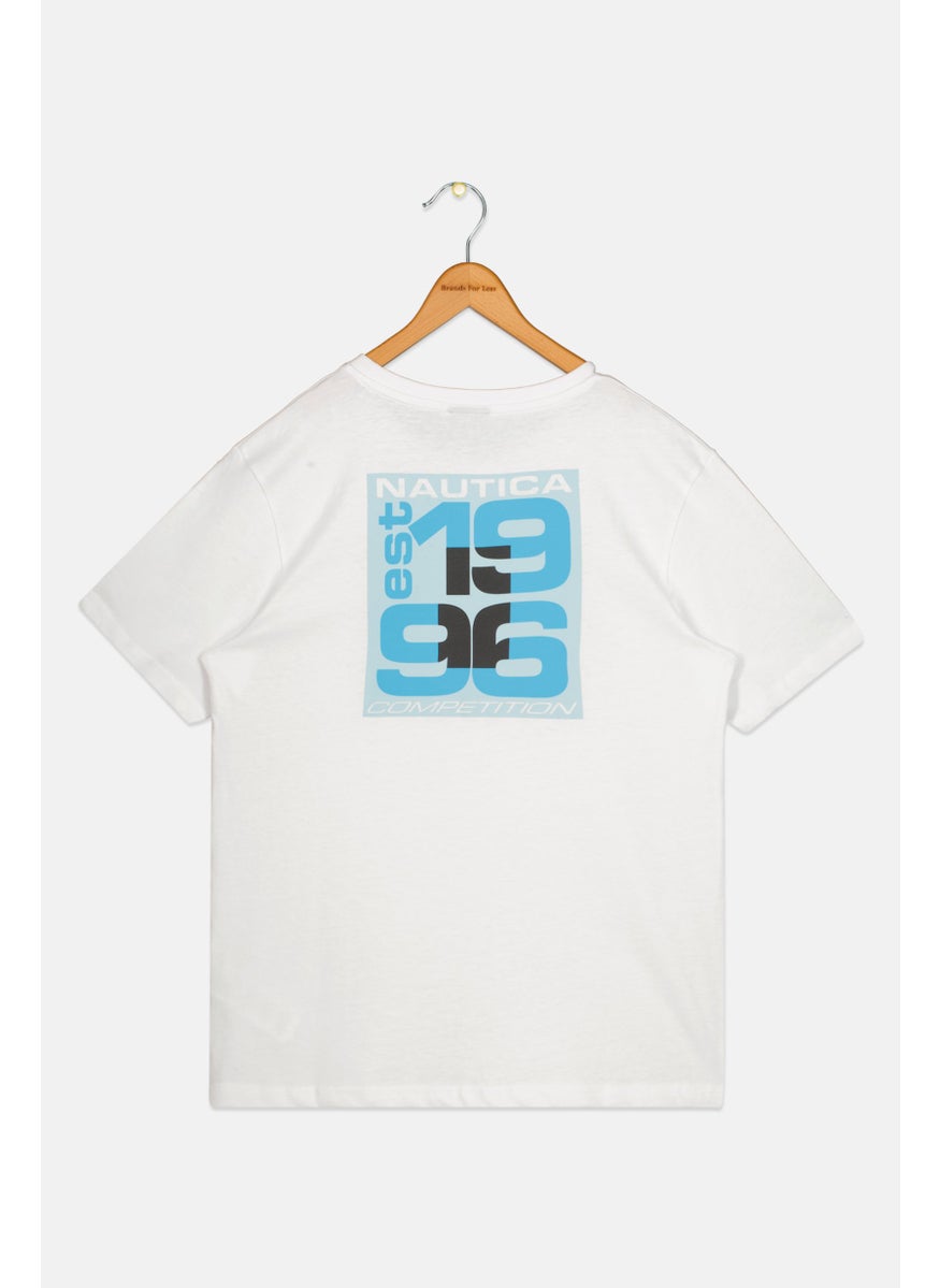 NAUTICA - Kids Boy Brand Logo Short Sleeve T-Shirt, White Combo - Image 1