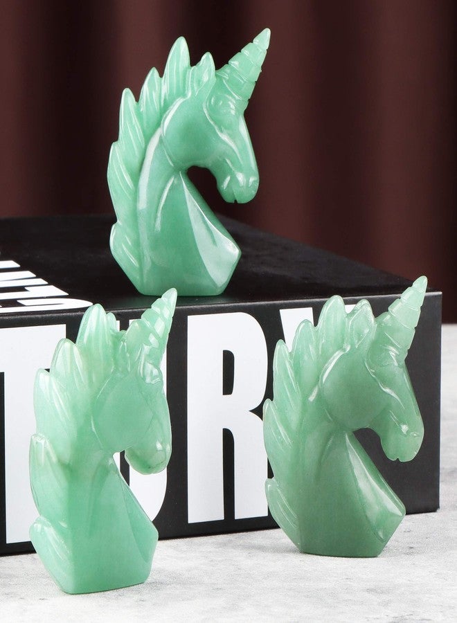 Artistone 2" Green Aventurine Jade Unicorn Stone Figurines Hand-Carved Crystal Unicorn Ornament Statue Symbol of Courage Sculpture Decoration Gift - Image 3