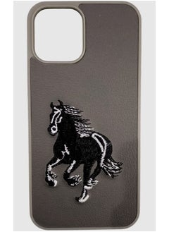 Case Shockproof Phone Case With Horse Embroidery Design For IPhone 15 Plus In Dark Grey 