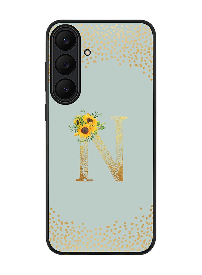 For Samsung Galaxy S25 FE Case,Slim fit Camera Protection, Shockproof Thin Phone cover  - Custom Floral Monogram - N  (Light Grey )