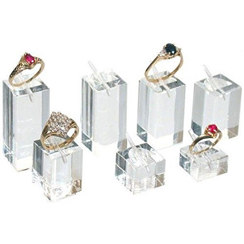 FindingKing Ring Display Stands Square Acrylic 7Pcs - Image 3