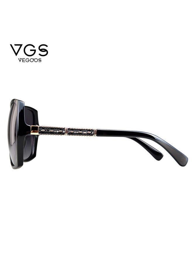 Vegoos Geometric Large Frame Sungl For Women, Modern Elegant High-definition Polarized Sungl, 9086 Black Frame With Gradient Gray Lenses - Image 2
