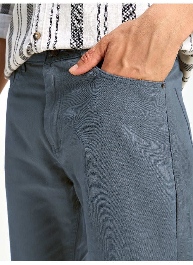Beyoung - BEYOUNG Casual Regular-fit Savoy Blue Chino Pants for Men - Image 1