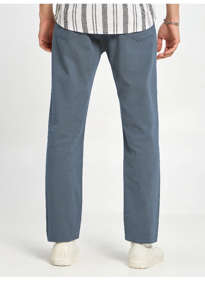 Beyoung - BEYOUNG Casual Regular-fit Savoy Blue Chino Pants for Men - Image 1