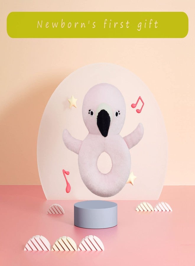 Doindute Baby Flamingo Soft Rattle Toy, Flamingo Plush Infant Shaker Rattle Easy-Grasp Stuffed Animal Toy, Gifts for Newborns Babies Toddlers Boys Girls, Pink, 5 Inches - Image 4