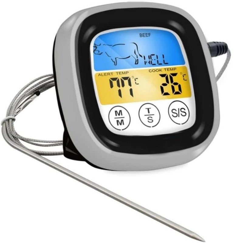 Potency Digital Meat Thermometer with Long Probe, Touchscreen LCD, Kitchen Timer, Grill Thermometer, Instant Read for Smoker, Kitchen, BBQ, Oven - Image 1