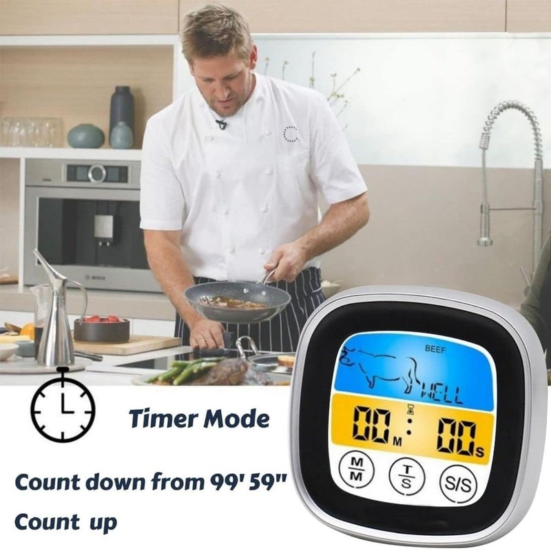 Potency Digital Meat Thermometer with Long Probe, Touchscreen LCD, Kitchen Timer, Grill Thermometer, Instant Read for Smoker, Kitchen, BBQ, Oven - Image 5