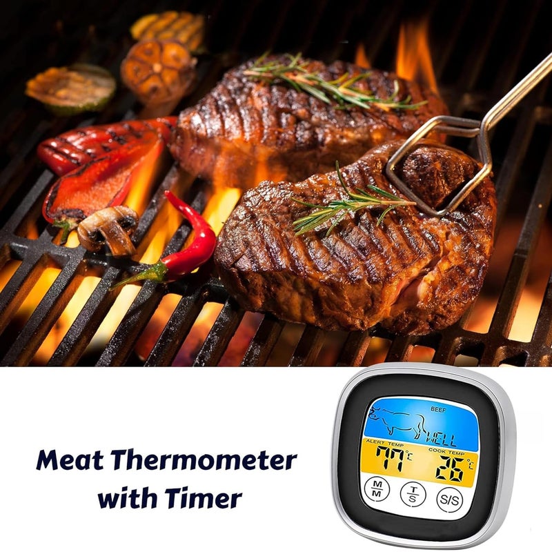 Potency Digital Meat Thermometer with Long Probe, Touchscreen LCD, Kitchen Timer, Grill Thermometer, Instant Read for Smoker, Kitchen, BBQ, Oven - Image 3