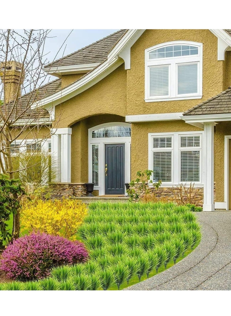 SOLARAE Artificial Plants Plastic Wheat Grass Greenery Shrubs UV Resistant Fake Outdoor Plants for Farmhouse Home Garden Wedding Indoor Outside Home Garden Decoration 6pcs Grasses - Image 5