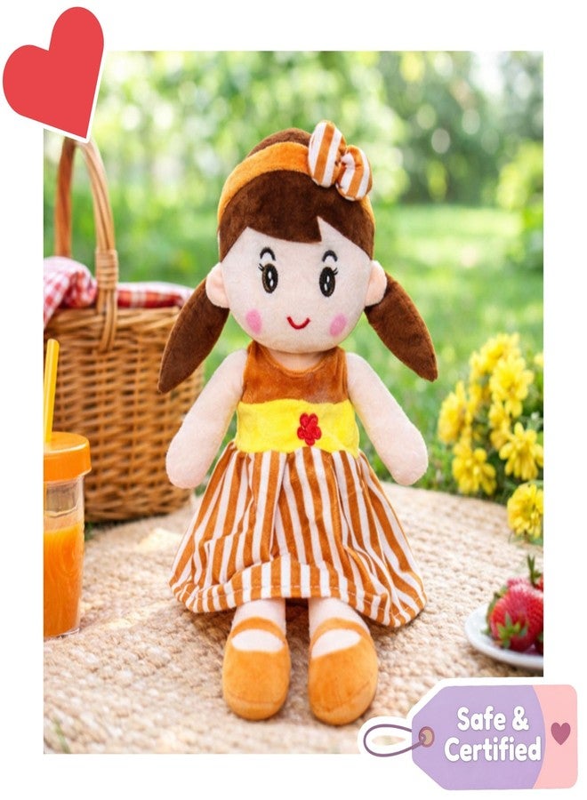 MABLE Soft Doll for Girls | Cute Plush Baby Doll Toy with Colourful Hairband | Huggable Stuffed Doll Gift for Kids, Girls, Toddlers & Babies Age 3 to 5 Years (40CM Brown) - Image 3