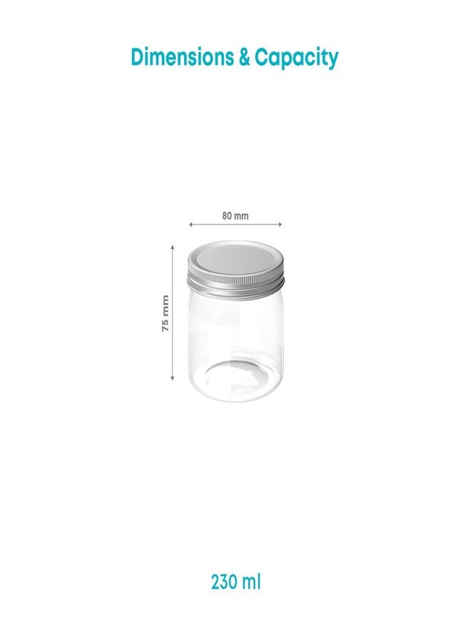 All Time Plastic Storage Jar Set of 6| Storage Containers Set of 6 | Food Grade & BPA free Canister | Airtight Seal & Stackable Storage Contaners for Kitchen| Transparent | Set of 6 (230 ml x 6 Pcs) - Image 5