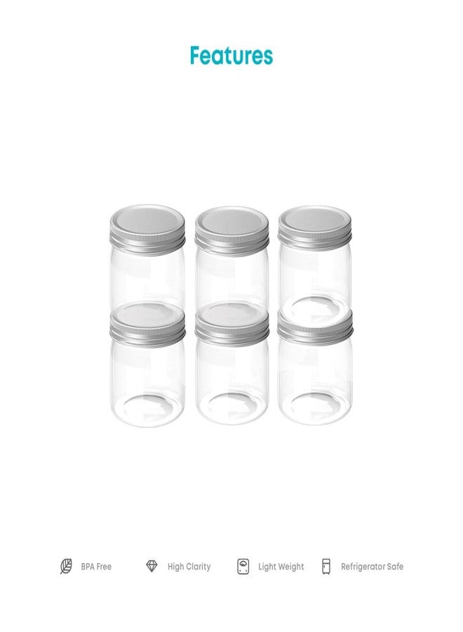 All Time Plastic Storage Jar Set of 6| Storage Containers Set of 6 | Food Grade & BPA free Canister | Airtight Seal & Stackable Storage Contaners for Kitchen| Transparent | Set of 6 (230 ml x 6 Pcs) - Image 4