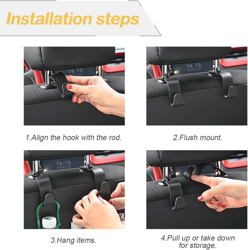 Osilly Car Seat Headrest Hooks - 4 Pack - Image 4