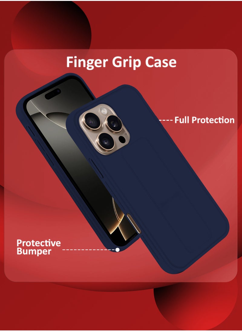 CATANES - (for Apple iPhone 16 Pro) 3Packs, Case  PU Leather Back Cover Stand Function Finger Grip Case Cover with Shock Proof Screen Protector / Dark Blue - Image 1