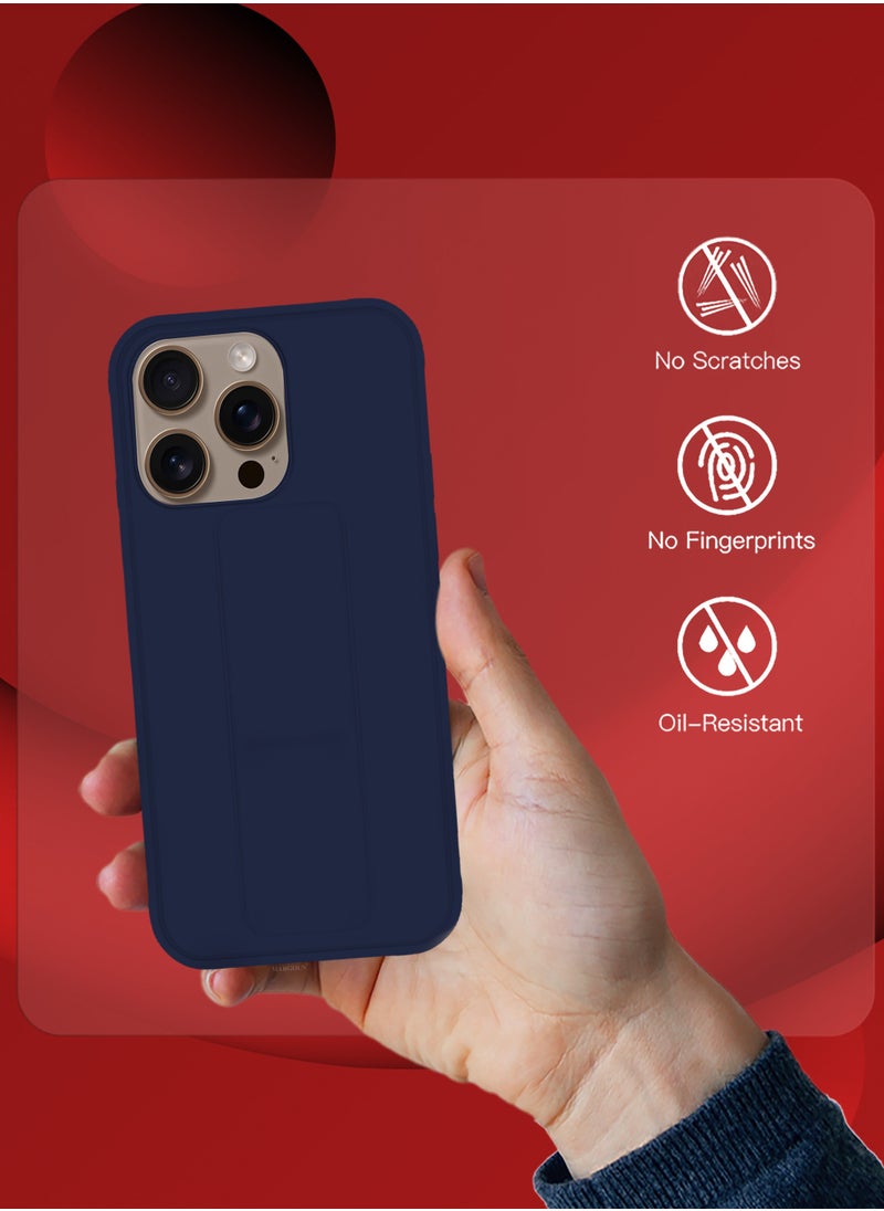 CATANES - (for Apple iPhone 16 Pro) 3Packs, Case  PU Leather Back Cover Stand Function Finger Grip Case Cover with Shock Proof Screen Protector / Dark Blue - Image 1