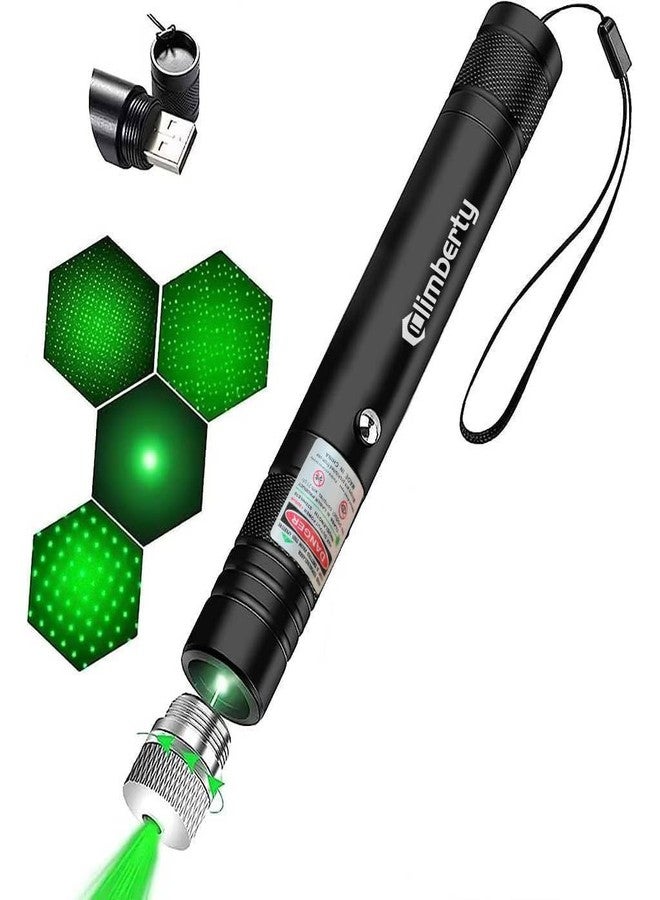 CLIMBERTY® Laser Light USB Rechargeable Green Laser Pointer, 2000 Metres Laser Pointer High Power Pen, Cat Laser Toy, Long Range Green Laser Pointer for Presentations, Stargazing, Hiking (Green Light) - Image 1