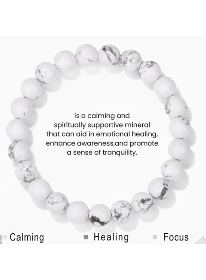 سوار من الحجر الطبيعي 8 مم مصنوع يدويًا من الخرز المرن، هدايا ملهمة مع بطاقة رسالة