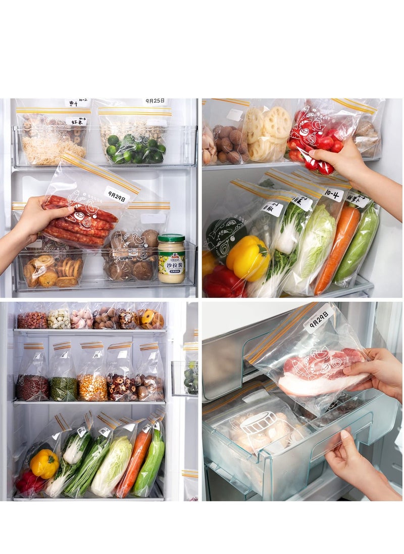 KASTWAVE Storage Bags Reusable Ziplock, Clear Freezer Bag Stand Up Food Storage Bag Leakproof Sealed Sandwich Bags Markable Date Microwaveable Grip Sealing Bag for Vegetable Fruit Juice Clothes, 50Pcs 18x20cm  - Image 4