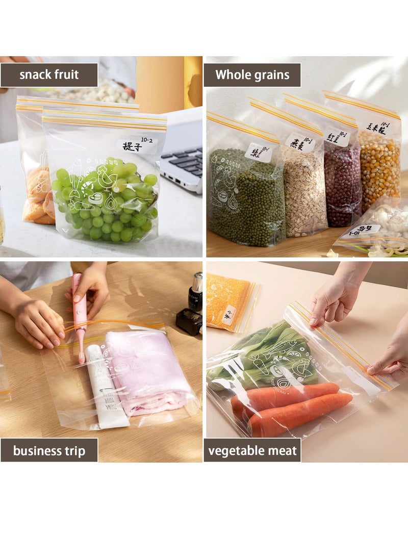 KASTWAVE Storage Bags Reusable Ziplock, Clear Freezer Bag Stand Up Food Storage Bag Leakproof Sealed Sandwich Bags Markable Date Microwaveable Grip Sealing Bag for Vegetable Fruit Juice Clothes, 50Pcs 18x20cm  - Image 3