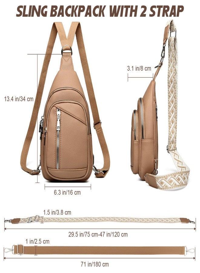 MYHOZEE Sling Bag for Women Trendy Small Sling Backpack Crossbody Purse Faux Leather Cross Body Bag Fanny Packs with 2 Removable & Adjustable Strap Anti Theft Chest Belt Sash Bags for Travel Hiking Cycling - Image 4