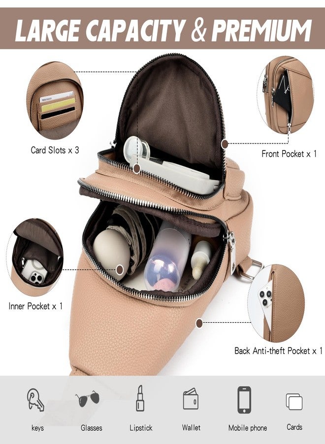 MYHOZEE Sling Bag for Women Trendy Small Sling Backpack Crossbody Purse Faux Leather Cross Body Bag Fanny Packs with 2 Removable & Adjustable Strap Anti Theft Chest Belt Sash Bags for Travel Hiking Cycling - Image 3