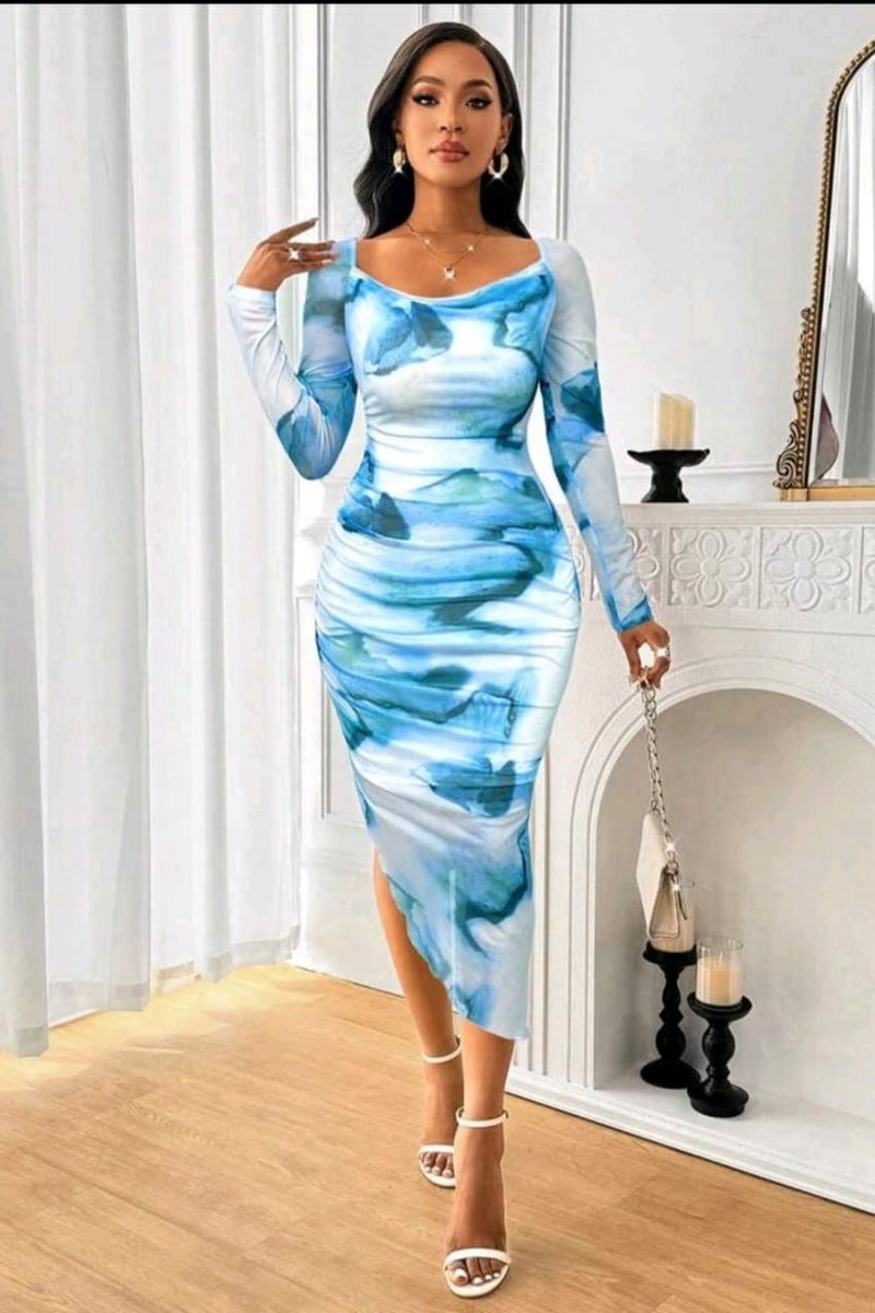 SHEIN Lady Women's Mesh Printed Dress Cover Slim Elegant Women's Dress - Image 1