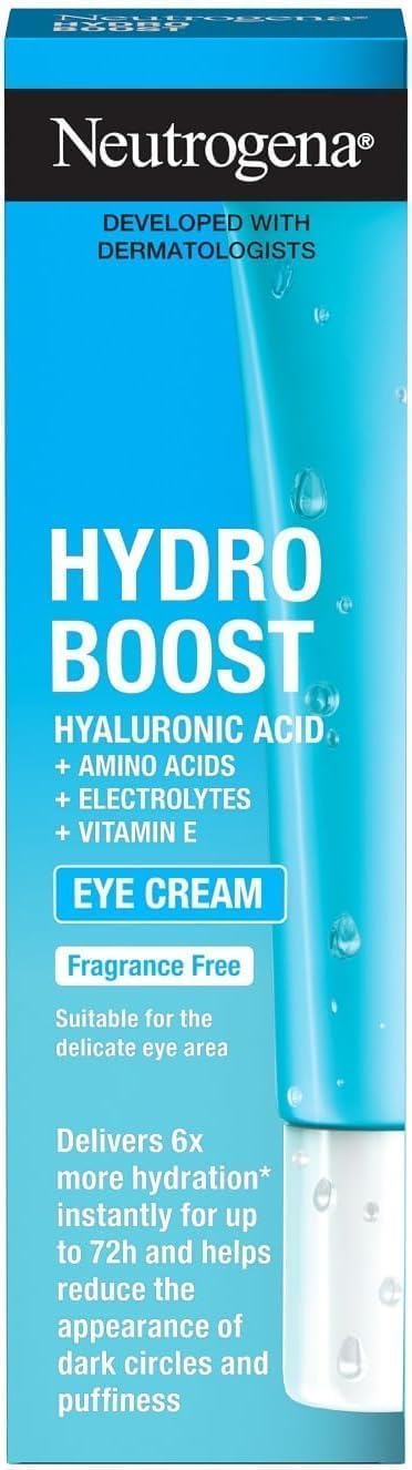 Neutrogena Hydro Boost Eye Cream 15 mL Upgraded Formula with Hyaluronic Acid Amino Acids Vitamin E Fragrance Free Dermatologist Developed Hydrates Instantly Reduces Dark Circles Puffiness