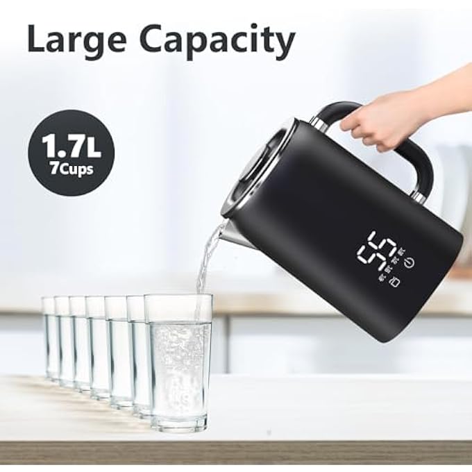 GraGra Electric Kettle17L Kettles Electric 1500W Rapid Boil Stainless Steel Travel Kettle Auto ShutOff And BoilDry Protection For Tea Coffee And Milk - Image 4