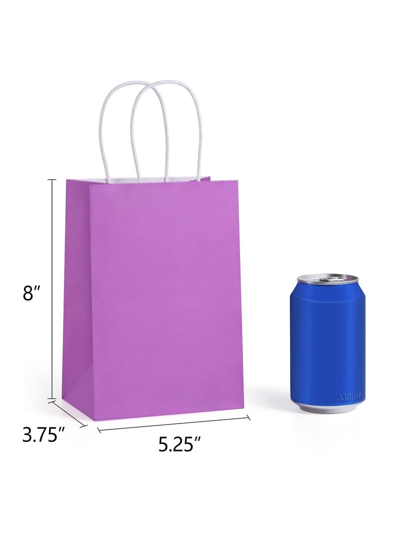 24PCS Small Party Favor Paper Gift Bags with Handles 6 Assorted Rainbow Colors Party Bags Kraft Paper Bags for Wedding Brithday Parties